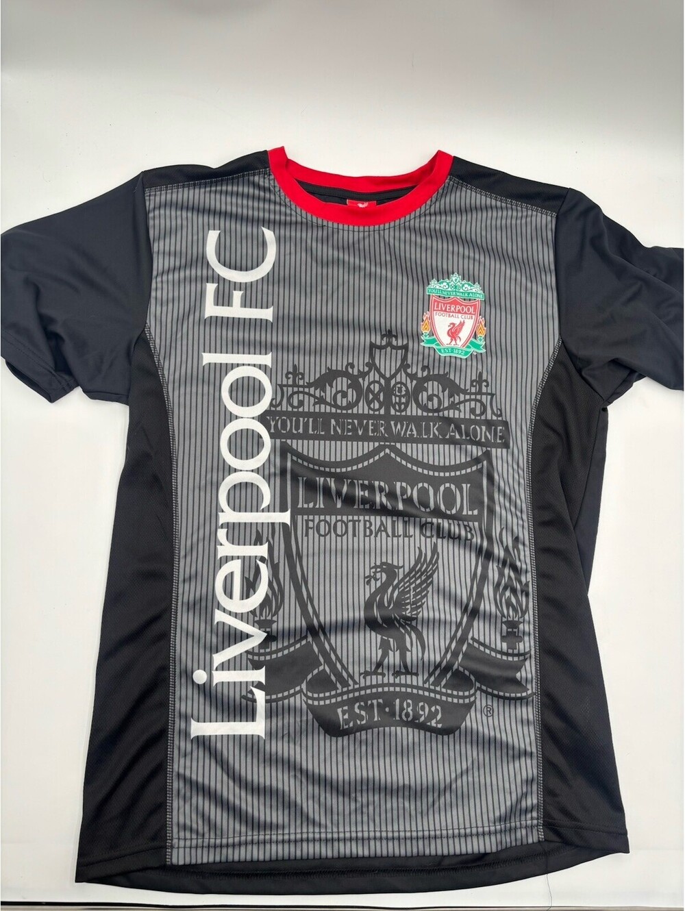 Liverpool FC Soccer Jersey Mens Medium Black Grey Icon Sports Group LFC Shirt